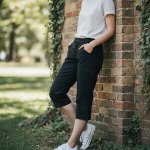 Eddie Bauer Womens Size 12 Black Outdoor Hiking Cropped Capri Pants Capris